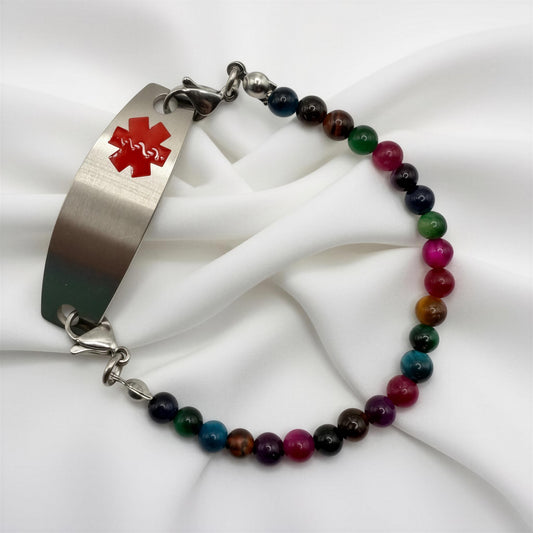 Multicolor Tigereye Medical Alert Replacement Bracelet