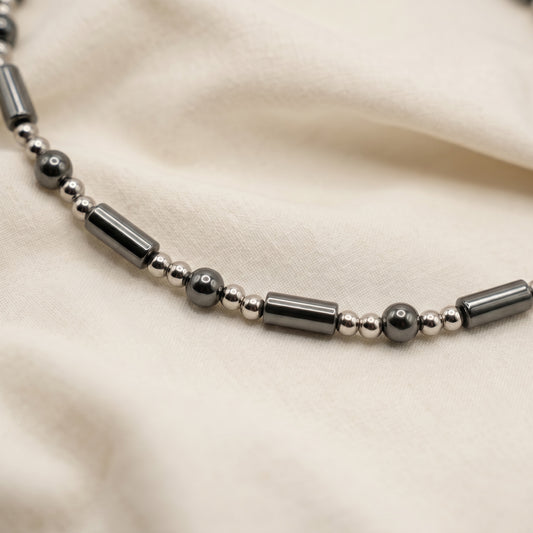 Polished Hematite • Stainless Steel Ankle Bracelet • Plus Size Available