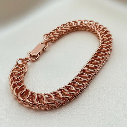 Pure Copper Bracelet • Persian 4-1 Chainmail • Handcrafted • Variety of Sizes