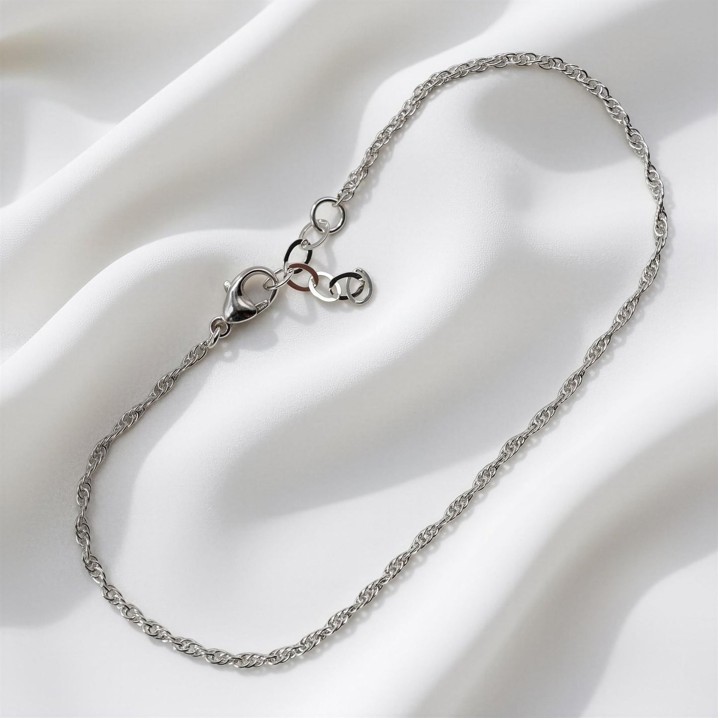 Sterling Silver Rope Chain Anklet 1.8mm