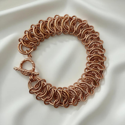 Pure Copper Textured Link Bracelet
