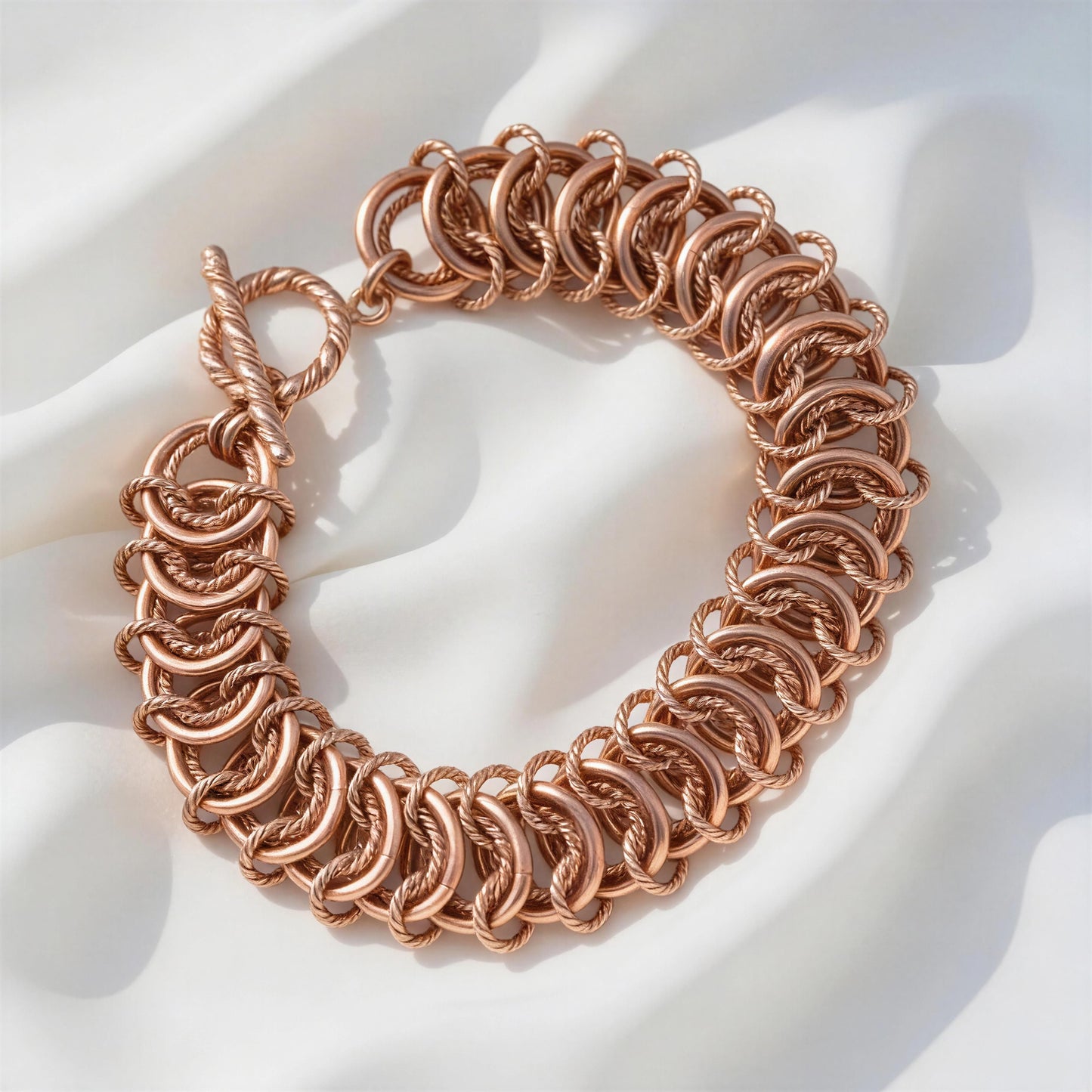 Pure Copper Textured Link Bracelet
