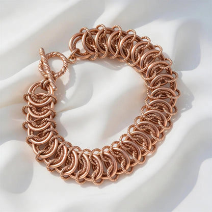 Pure Copper Textured Link Bracelet