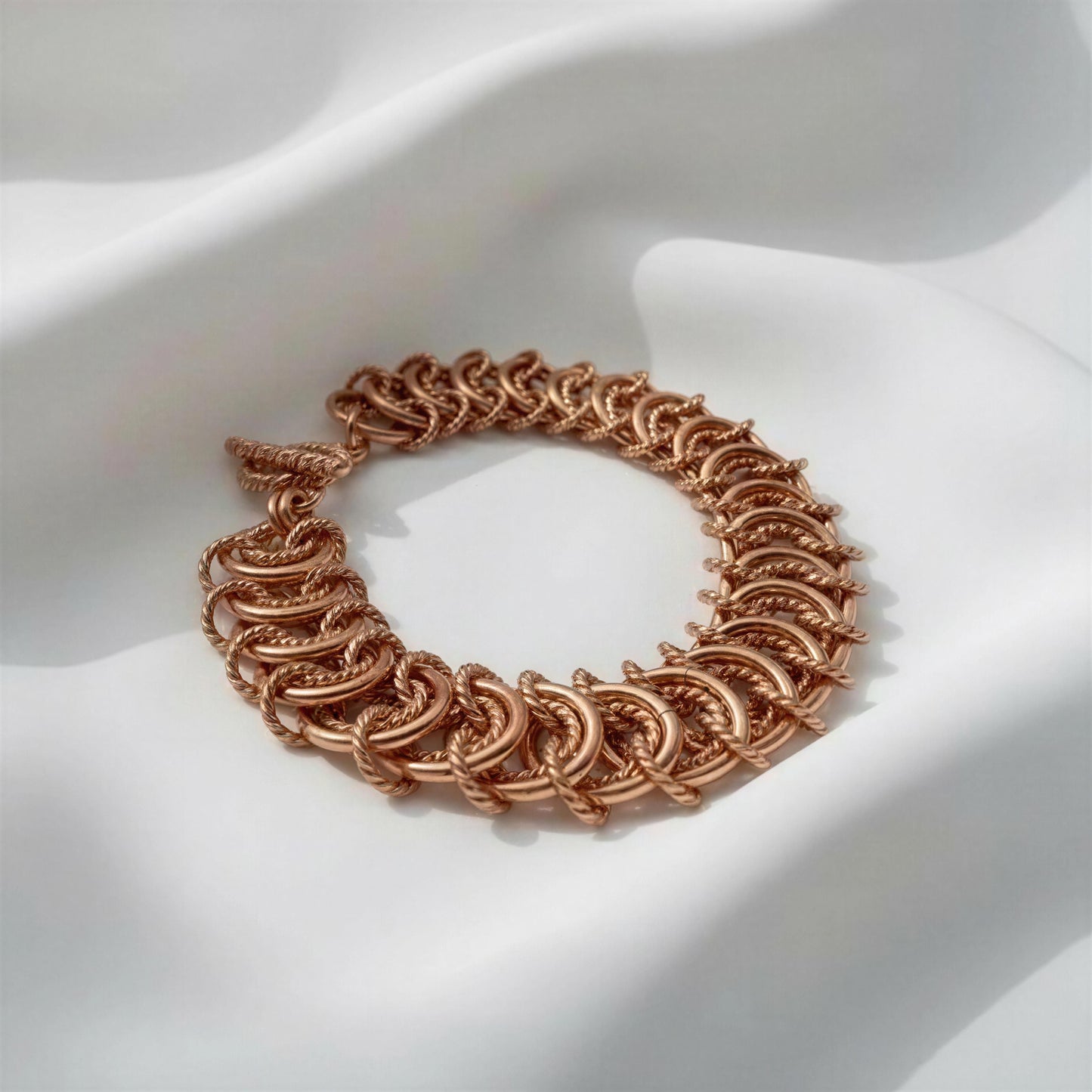 Pure Copper Textured Link Bracelet