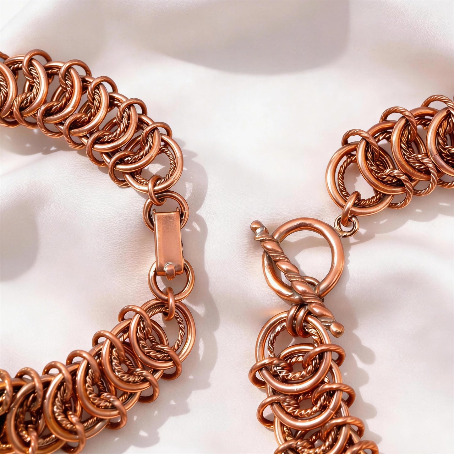Pure Copper Textured Link Bracelet