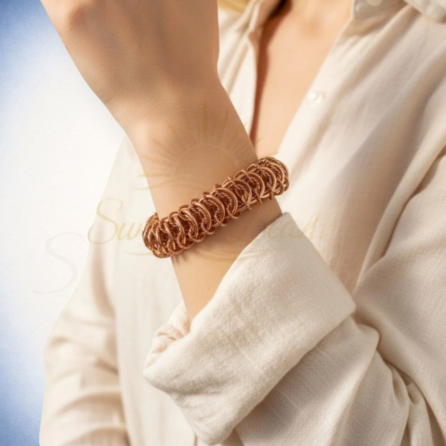 Pure Copper Textured Link Bracelet