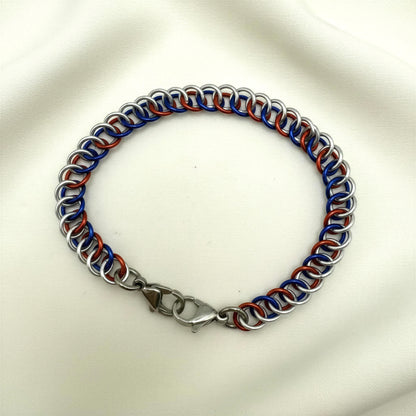 Silver, Red and Blue Medical Alert Replacement Bracelet