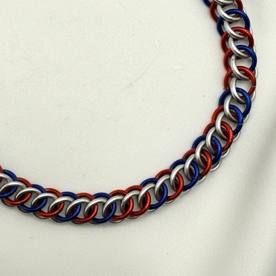 Silver, Red and Blue Medical Alert Replacement Bracelet