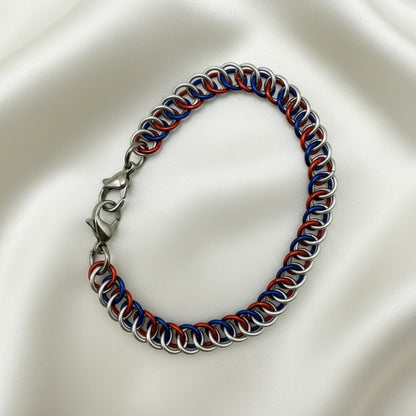 Silver, Red and Blue Medical Alert Replacement Bracelet
