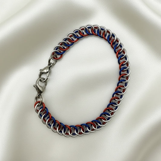 Silver, Red and Blue Medical Alert Replacement Bracelet
