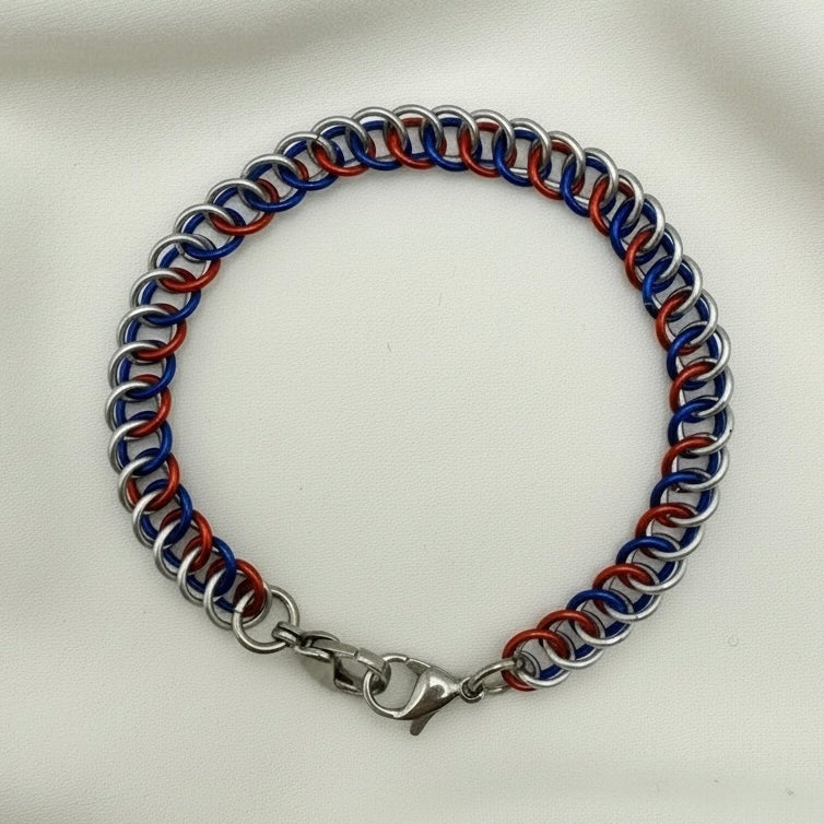 Silver, Red and Blue Medical Alert Replacement Bracelet