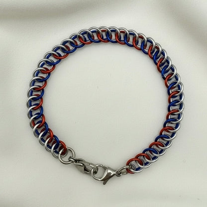 Silver, Red and Blue Medical Alert Replacement Bracelet