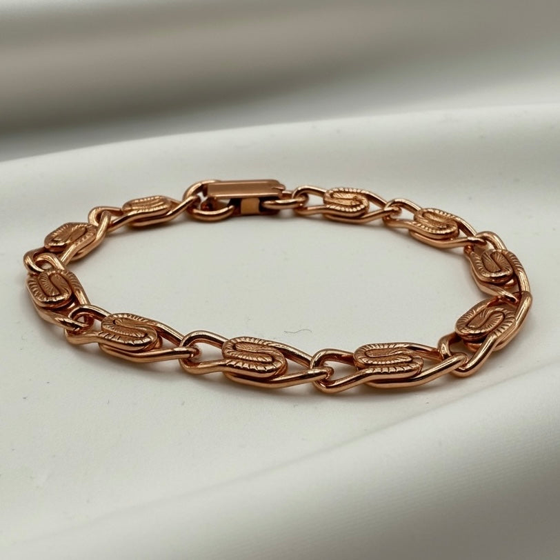Pure Copper Hammered Scroll Bracelet • Vintage Style • Adjustable & Plus Sizes Available