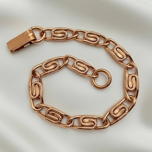 Premium Pure Copper Engraved Scroll Bracelet • Vintage Style • Plus Sizes Available