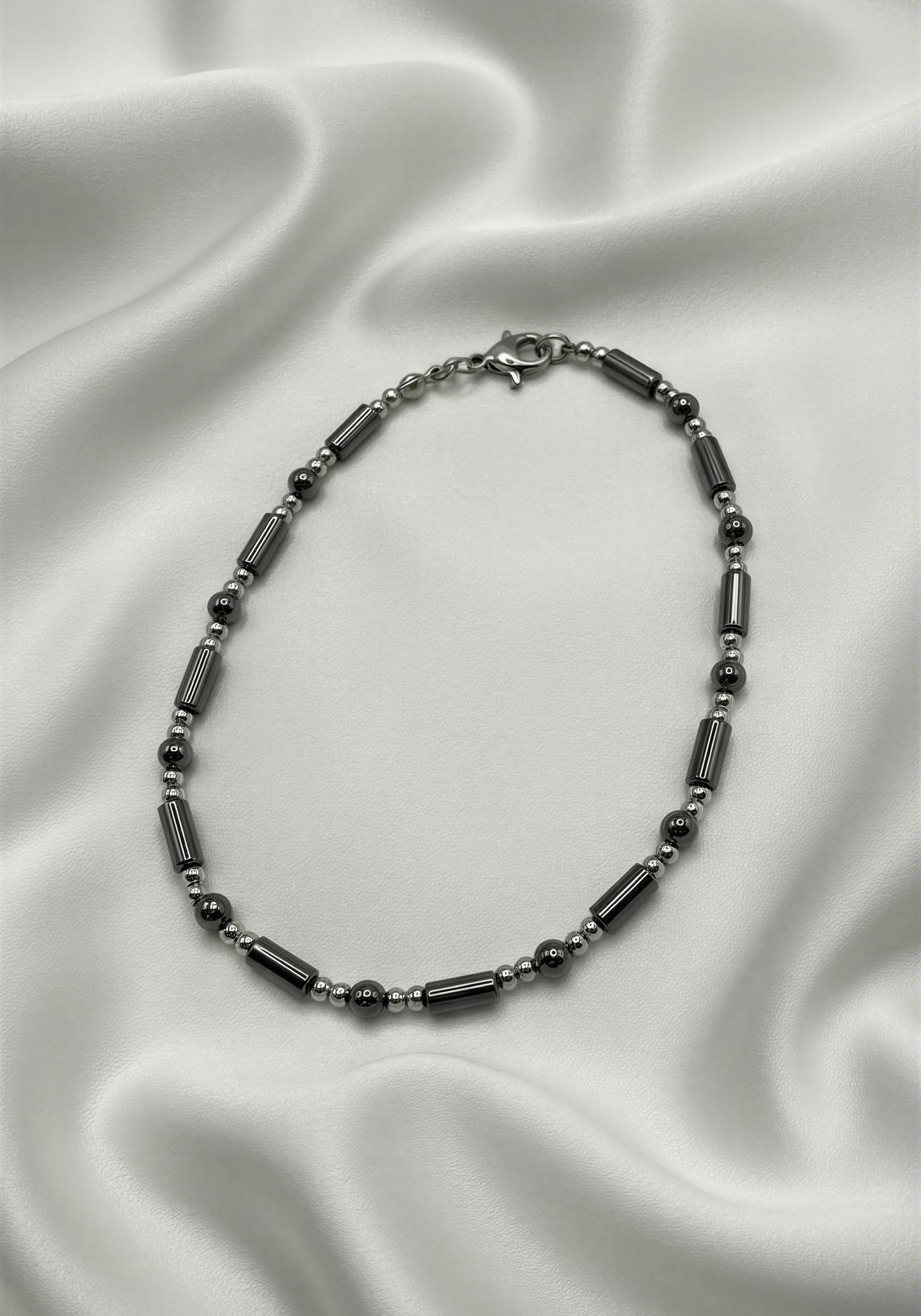 Polished Hematite • Stainless Steel Ankle Bracelet • Plus Size Available