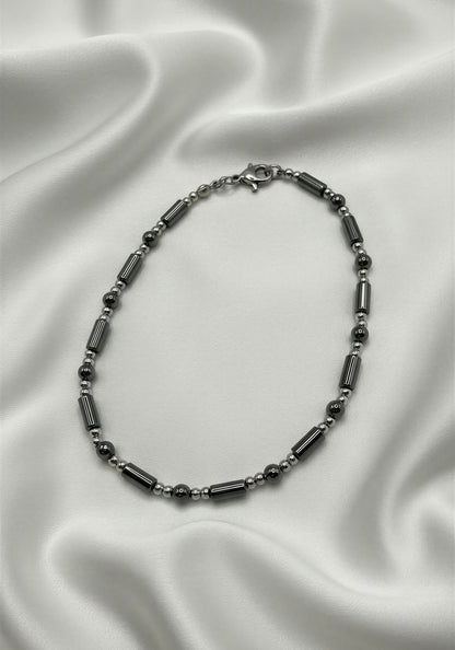 Polished Hematite • Stainless Steel Ankle Bracelet • Plus Size Available