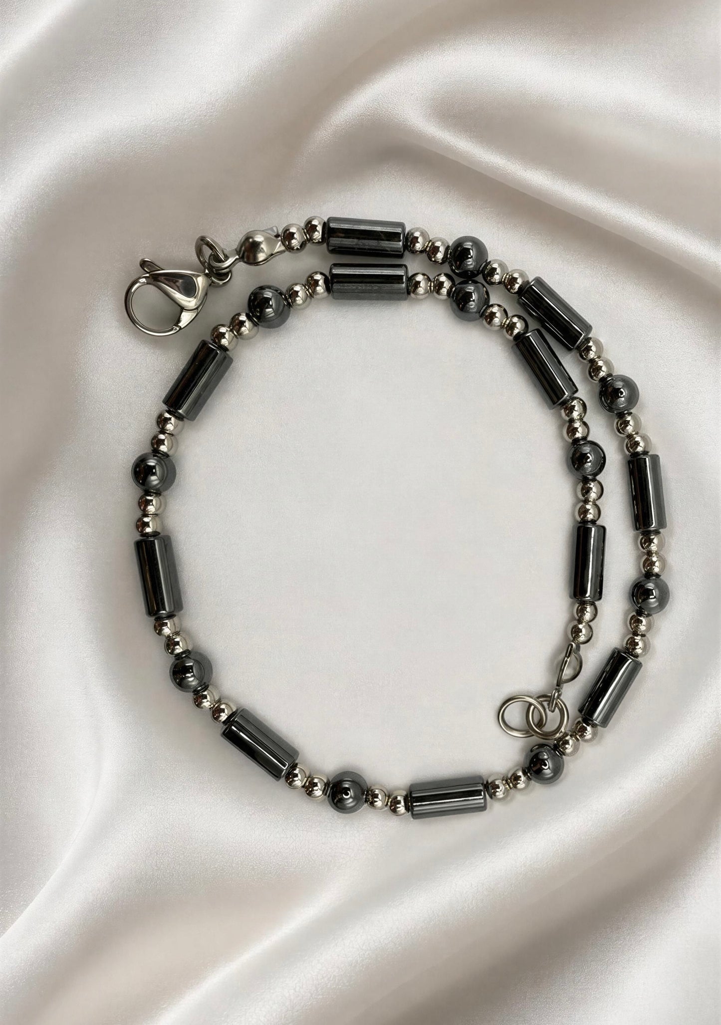 Polished Hematite • Stainless Steel Ankle Bracelet • Plus Size Available