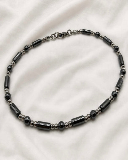 Polished Hematite • Stainless Steel Ankle Bracelet • Plus Size Available