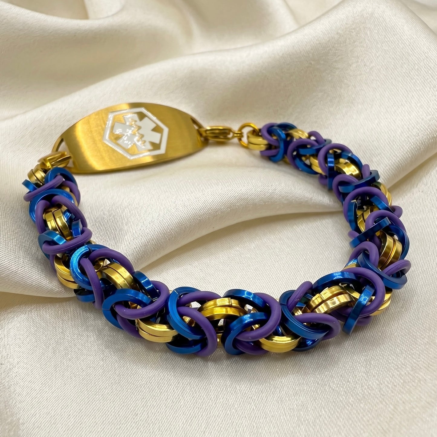 Unique Gold Blue Purple Replacement Band for Medical Alert Bracelet • Medic Bracelet