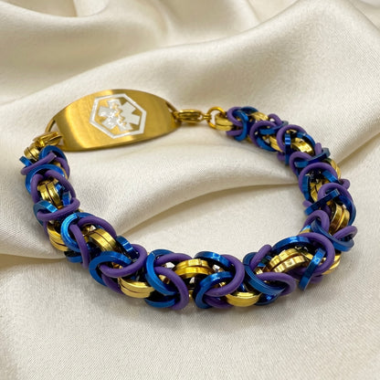 Unique Gold Blue Purple Replacement Band for Medical Alert Bracelet • Medic Bracelet