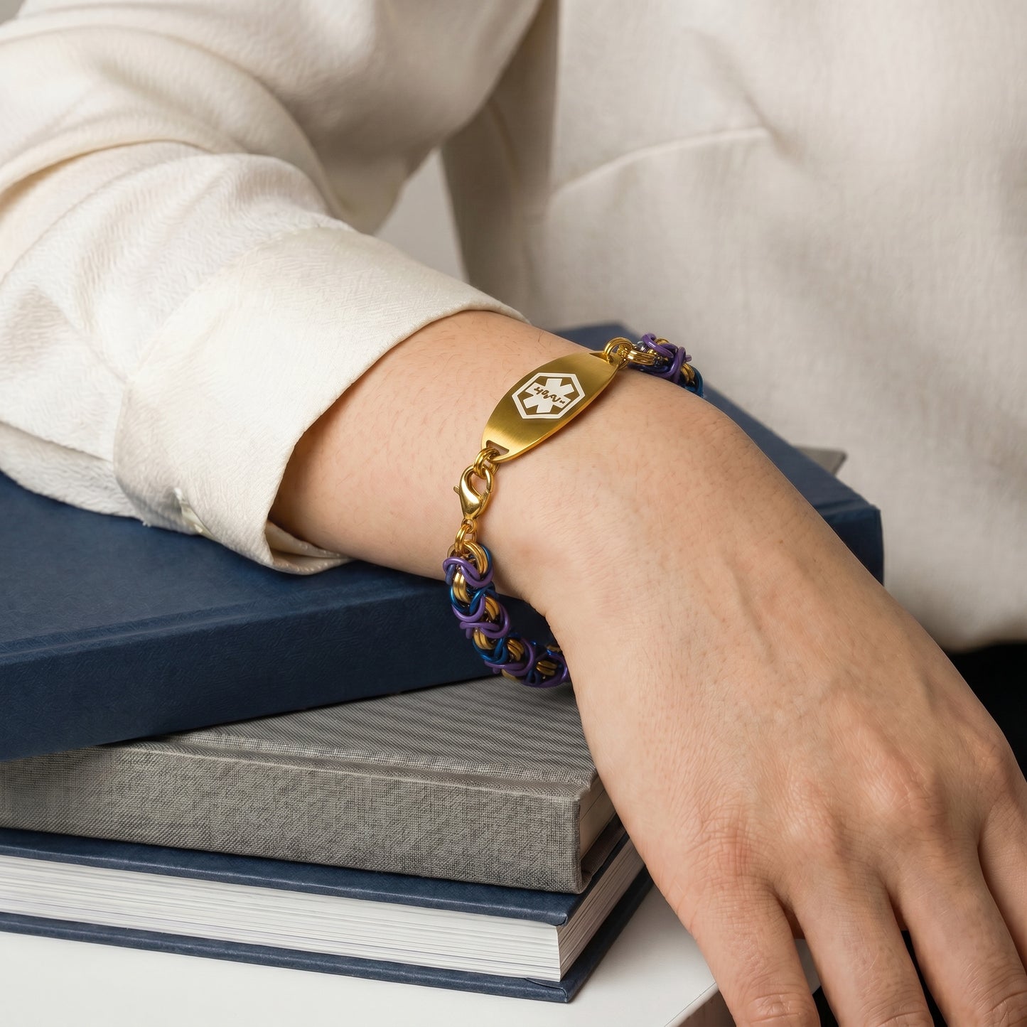 Unique Gold Blue Purple Replacement Band for Medical Alert Bracelet • Medic Bracelet