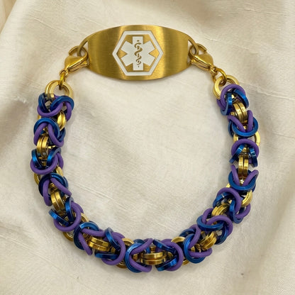 Unique Gold Blue Purple Replacement Band for Medical Alert Bracelet • Medic Bracelet