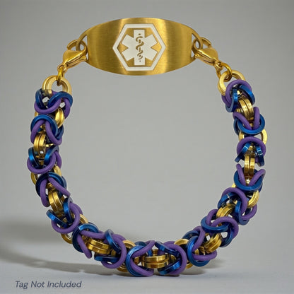 Unique Gold Blue Purple Replacement Band for Medical Alert Bracelet • Medic Bracelet
