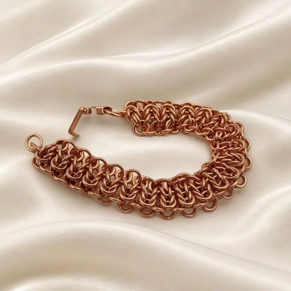 Copper Byzantine Ladder Bracelet – 5/8" Wide, 47g, Fold‑Over Clasp, 7.5" Length