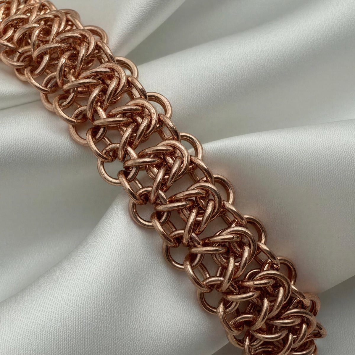 Copper Byzantine Ladder Bracelet – 5/8" Wide, 47g, Fold‑Over Clasp, 7.5" Length