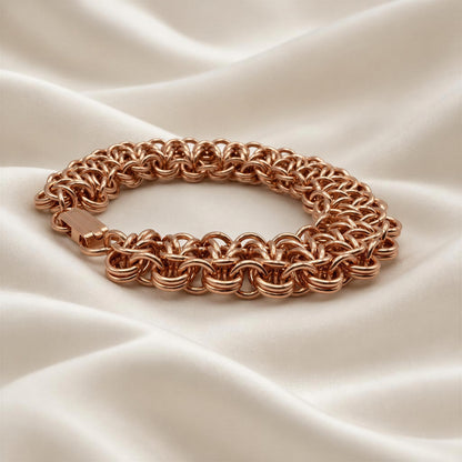 Copper Byzantine Ladder Bracelet – 5/8" Wide, 47g, Fold‑Over Clasp, 7.5" Length