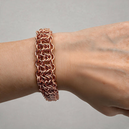 Copper Byzantine Ladder Bracelet – 5/8" Wide, 47g, Fold‑Over Clasp, 7.5" Length