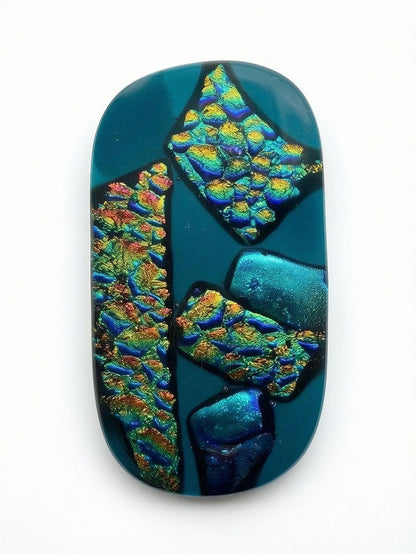 Dichroic Fused Glass Cabochons • lot of 7 including Statement Piece • COE90 • Hand Made • Free Shipping • Jewelry Making