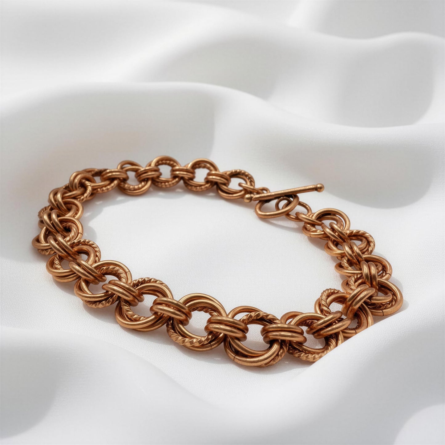 Handcrafted Copper Chainmaille Bracelet • Rosette Weave • Plus Size Options