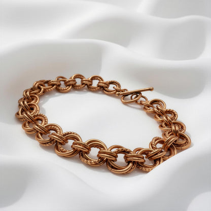Handcrafted Copper Chainmaille Bracelet • Rosette Weave • Plus Size Options
