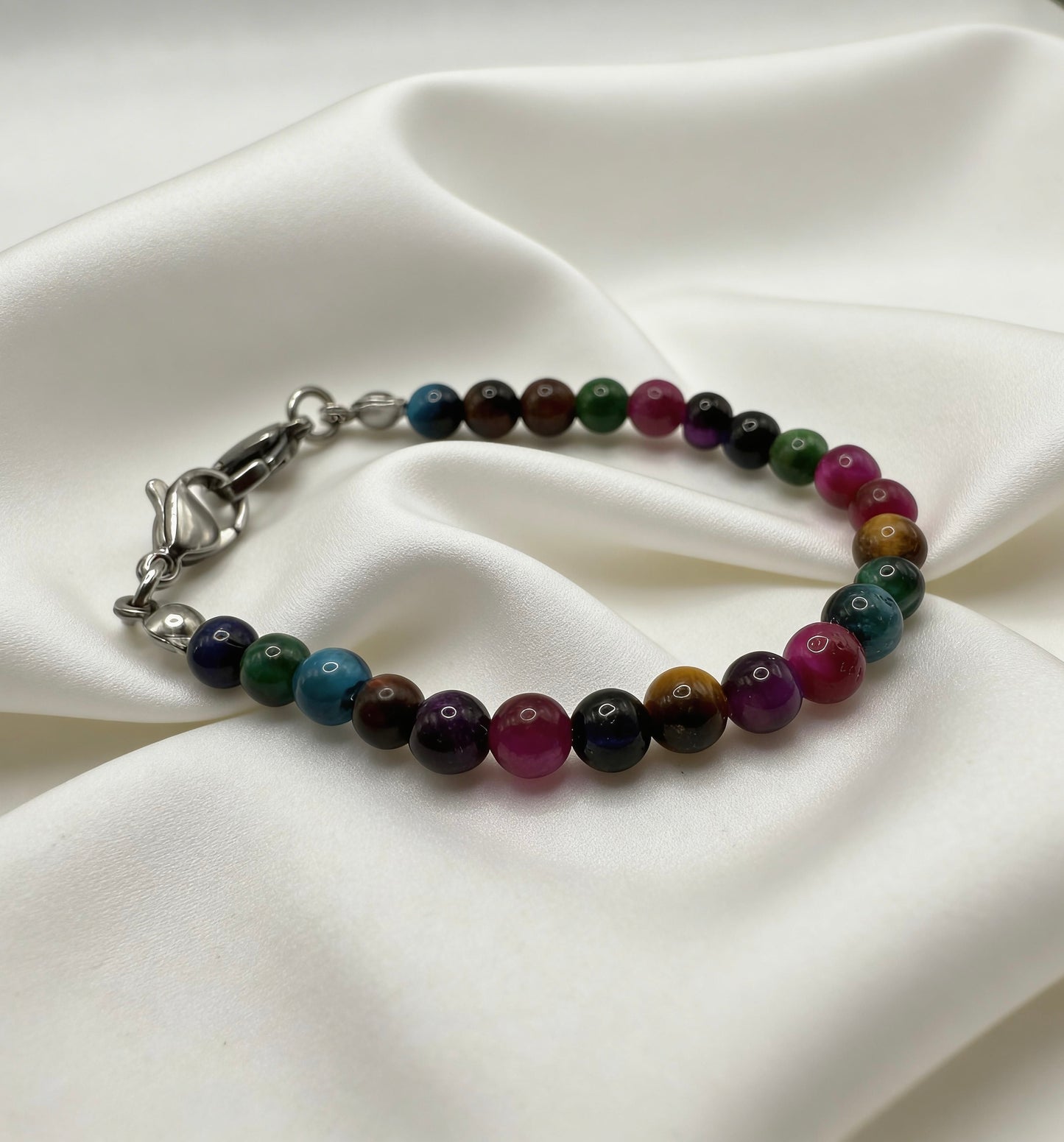 Multicolor Tigereye Medical Alert Replacement Bracelet