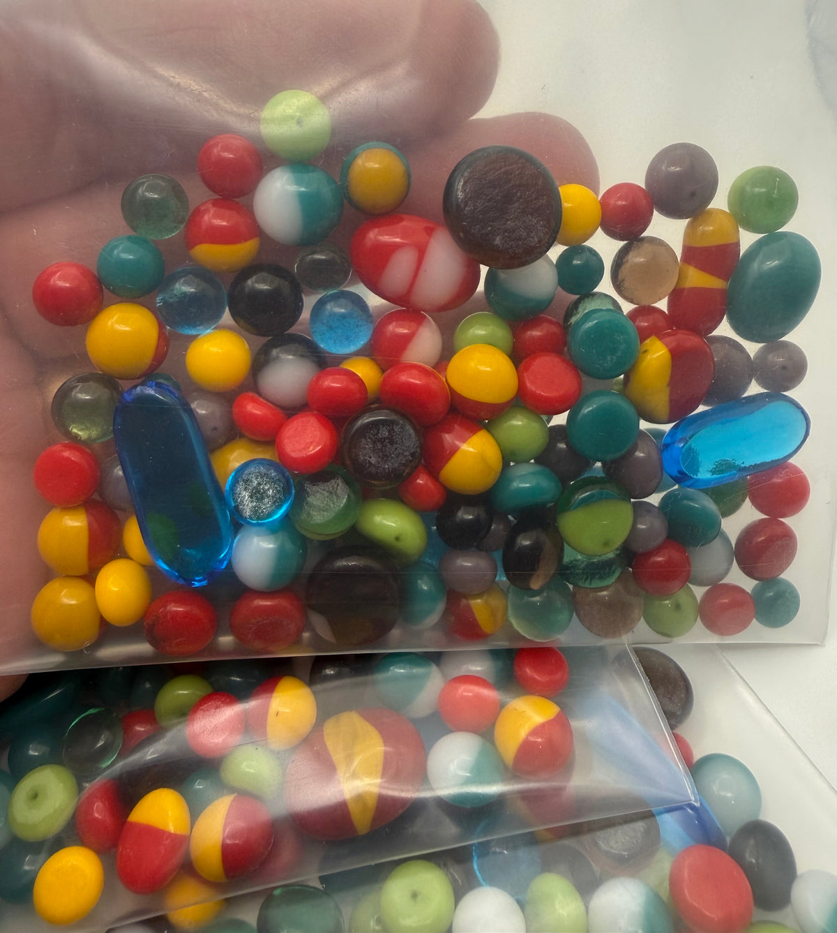 COE 96 Fused Glass Dots, Mixed Color Assortment, 100 Piece Lot, Opaque & Transparent Glass