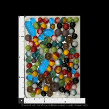 COE 96 Fused Glass Dots, Mixed Color Assortment, 100 Piece Lot, Opaque & Transparent Glass