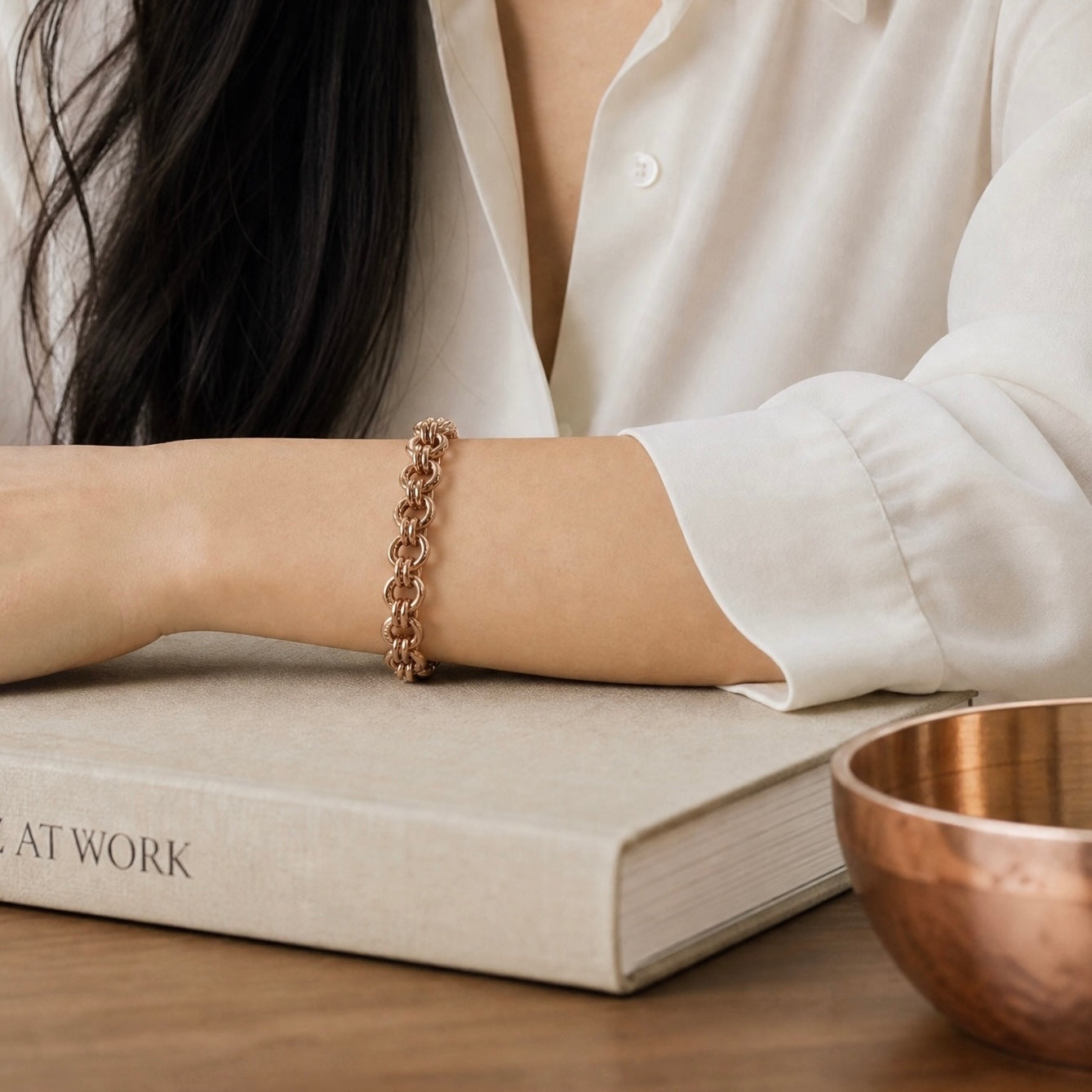 Handcrafted Copper Chainmaille Bracelet • Rosette Weave • Plus Size Options