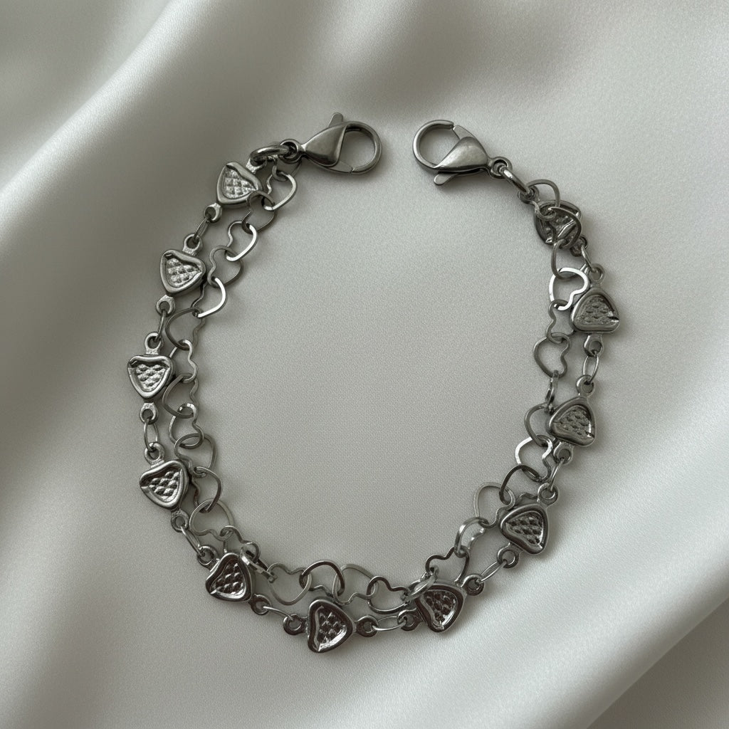 Double Heart Chain Medical Alert Replacement Bracelet