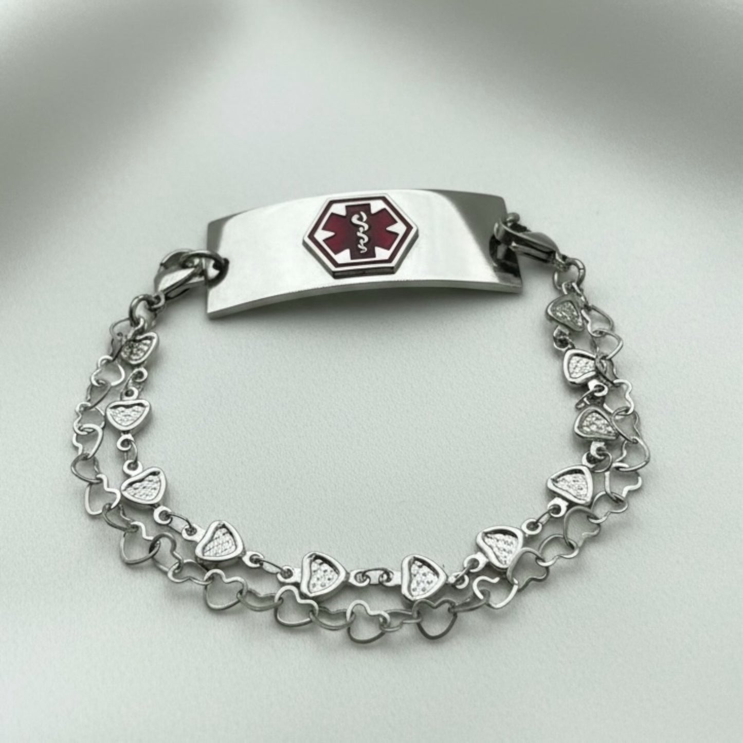 Double Heart Chain Medical Alert Replacement Bracelet