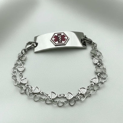 Double Heart Chain Medical Alert Replacement Bracelet