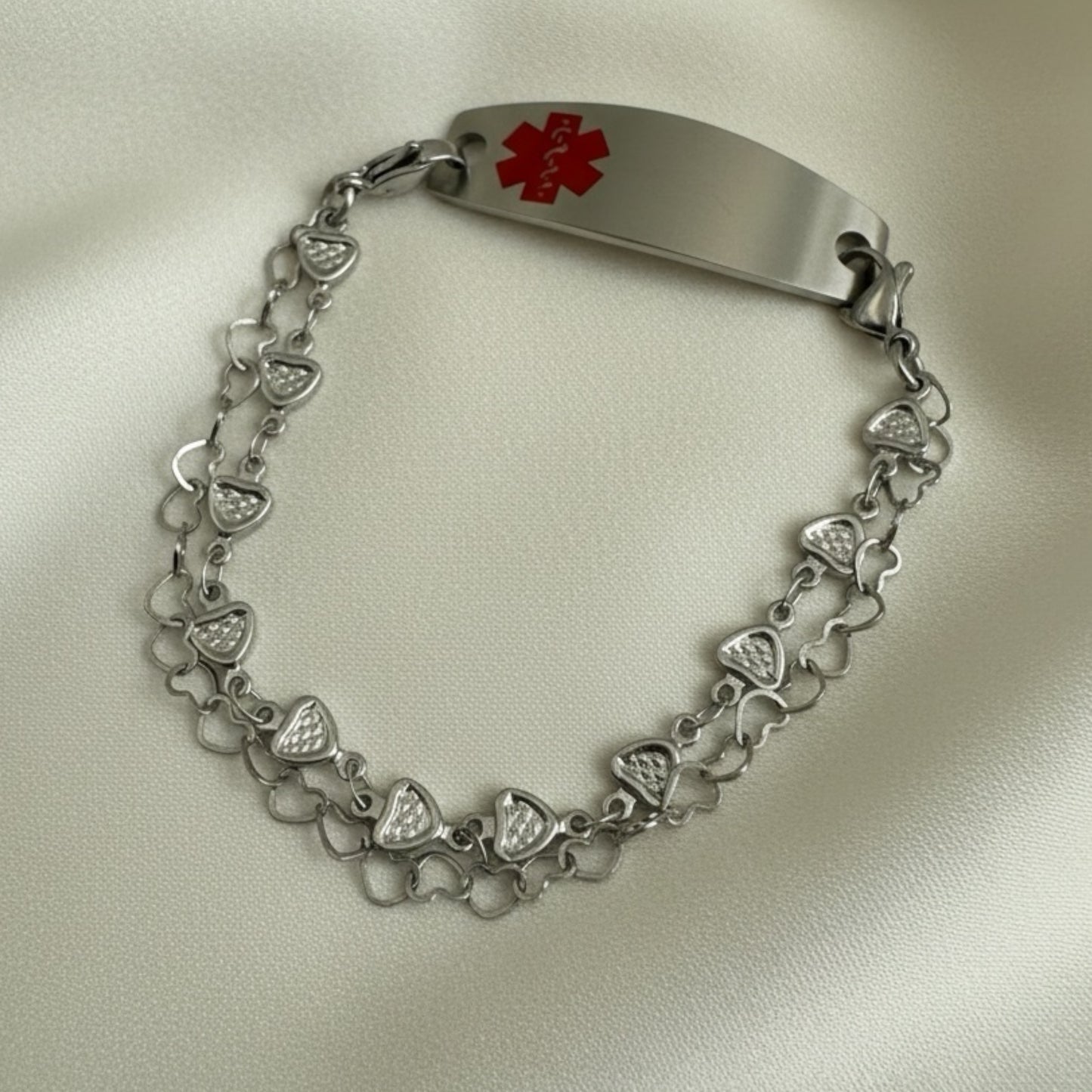 Double Heart Chain Medical Alert Replacement Bracelet