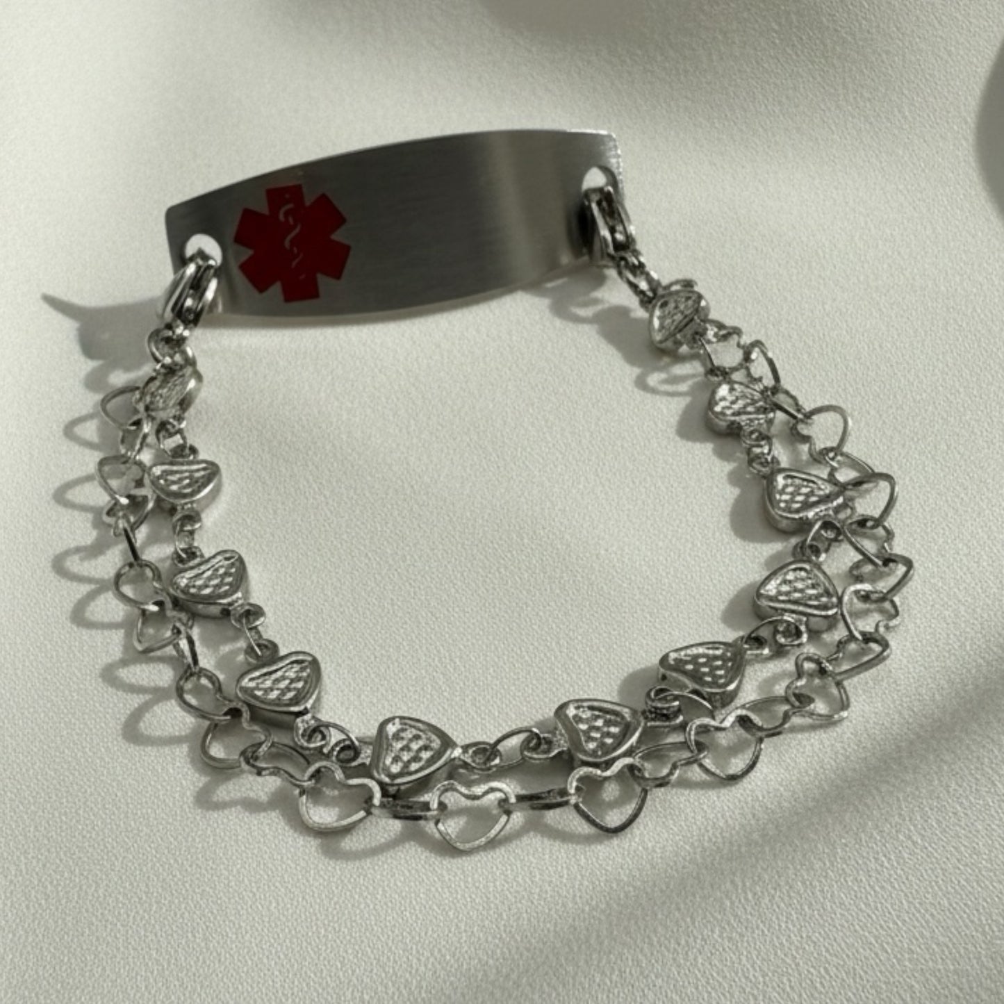 Double Heart Chain Medical Alert Replacement Bracelet