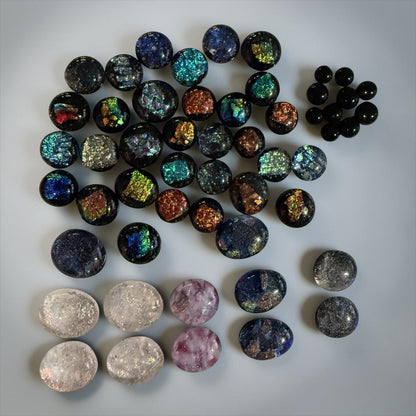 Dichroic Fused Glass Cabochons • lot of 40 plus bonus • COE90 • Hand Made • Free Shipping •  Jewelry Making