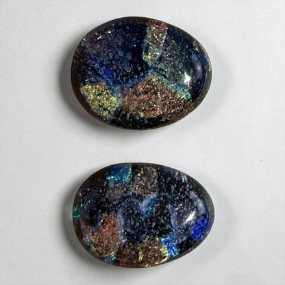 Dichroic Fused Glass Cabochons • lot of 40 plus bonus • COE90 • Hand Made • Free Shipping •  Jewelry Making