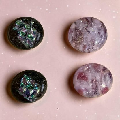 Dichroic Fused Glass Cabochons • lot of 40 plus bonus • COE90 • Hand Made • Free Shipping •  Jewelry Making