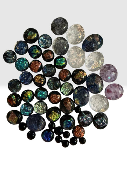 Dichroic Fused Glass Cabochons • lot of 40 plus bonus • COE90 • Hand Made • Free Shipping •  Jewelry Making