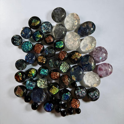 Dichroic Fused Glass Cabochons • lot of 40 plus bonus • COE90 • Hand Made • Free Shipping •  Jewelry Making