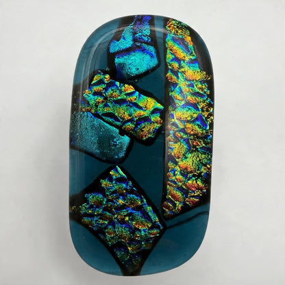 Dichroic Fused Glass Cabochons • lot of 7 including Statement Piece • COE90 • Hand Made • Free Shipping • Jewelry Making