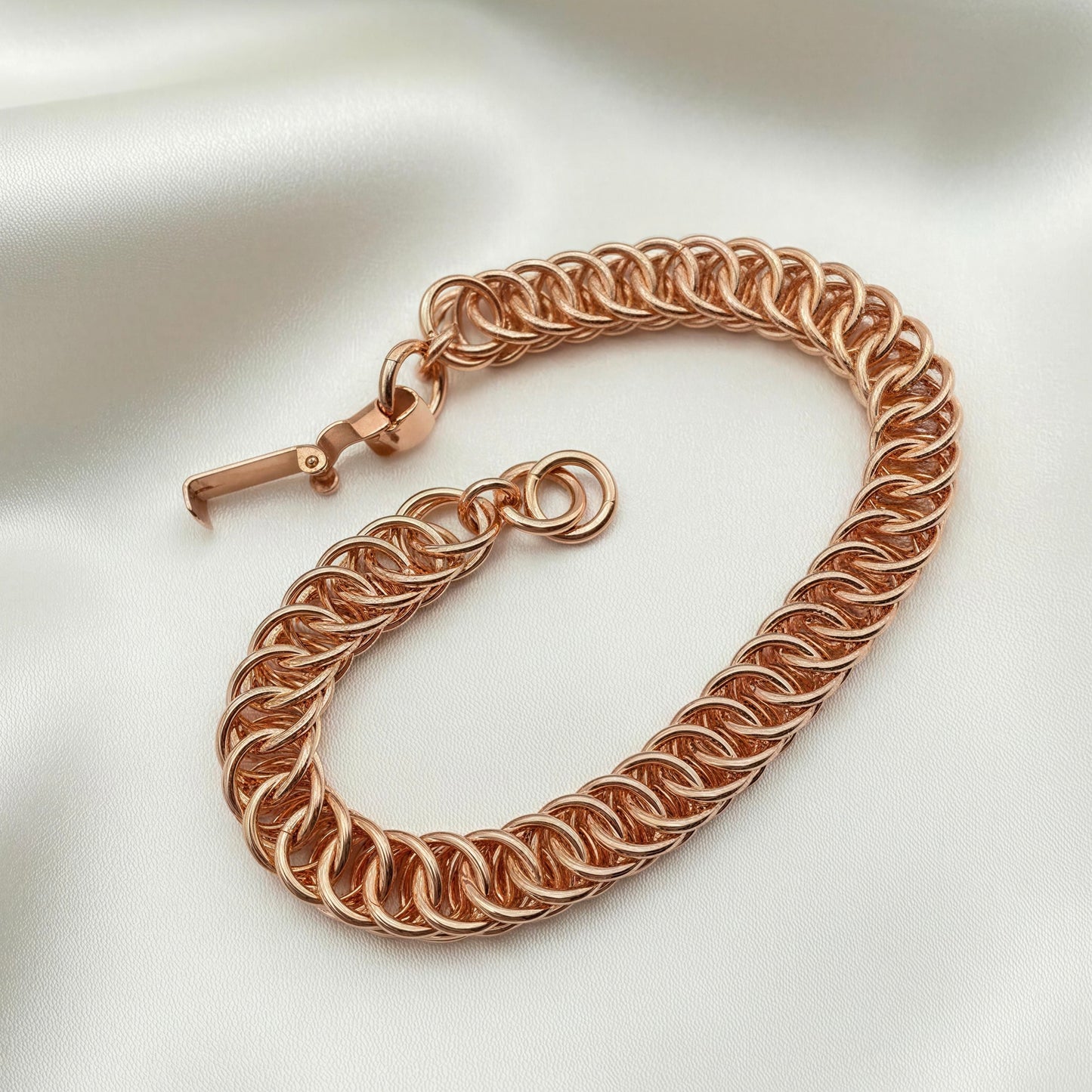Pure Copper Bracelet • Persian 4-1 Chainmail • Handcrafted • Variety of Sizes